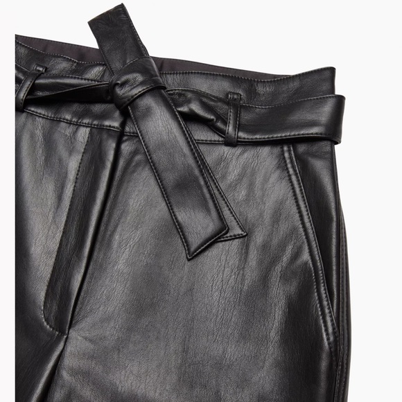 Aritzia Babaton Faux Leather Tie-Front Pants - Picture 3 of 4